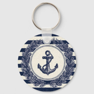 Schel anchor en lauwerkrans op marine strepen sleutelhanger