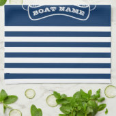Schel anchor marineblauw gestreept theedoek (Gevouwen)