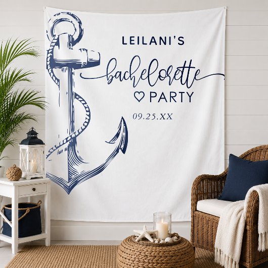Schel anchor vrijgezellenfeest wit wandkleed