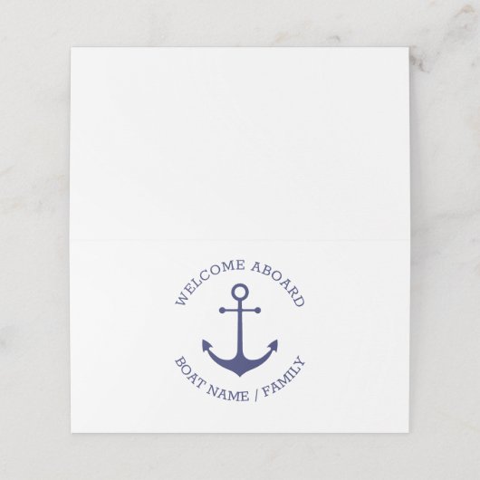 Schelanker anker marine Aangepaste naam Welkom aan Plaatskaartje (Buitenkant ongevouwen)