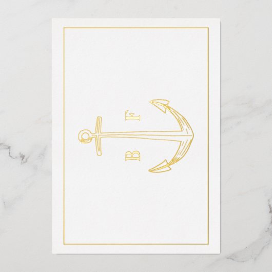 Schelanker Monogram Bedankkaart Goud Folie Uitnodiging (Voorkant)