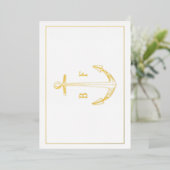 Schelanker Monogram Bedankkaart Goud Folie Uitnodiging (Staand Voorkant)