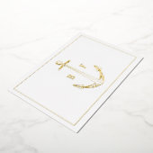 Schelanker Monogram Bedankkaart Goud Folie Uitnodiging (Gedraaid)