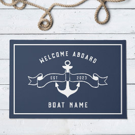 Schelanker Welkom Aan Boord Navy Blauwe en Witte Deurmat