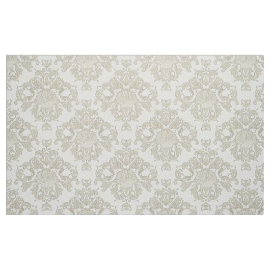Schellap Shell Leaf Scroll Damask Ocean Beach Shor Stof (Fat Quarter)
