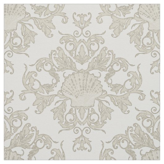 Schellap Shell Leaf Scroll Damask Ocean Beach Shor Stof (Swatch)