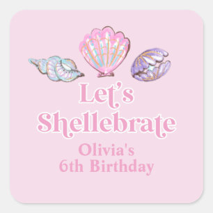 Schellebrate Strand Schelp Verjaardag Vierkante Sticker
