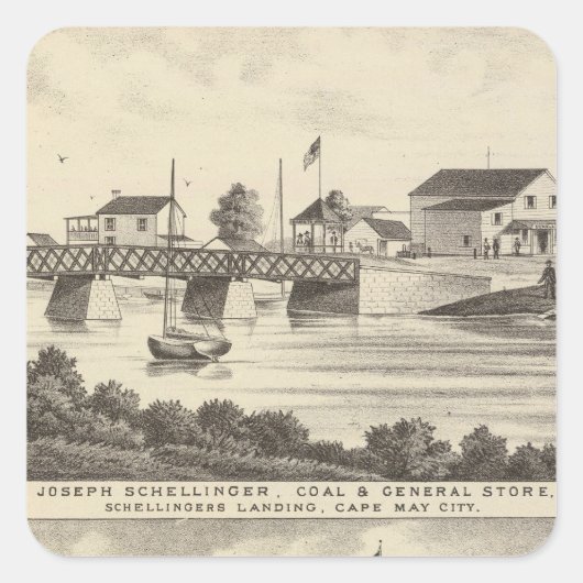 Schellinger Store and Ocean House Vierkante Sticker (Voorkant)