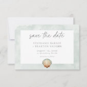 Schelp Aquarel Minimalistische Strand Bruiloft Save The Date (Voorkant)