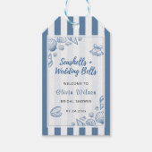 Schelp Bruiloft Feest Blauwe Zeevaart Maatwerk Cadeaulabel (Voorkant)