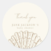 Schelp Elegante Baby Shower Ronde Sticker (Voorkant)