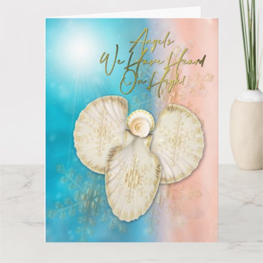 Schelp engel strand gevouwen wenskaart kaart (Voorkant)