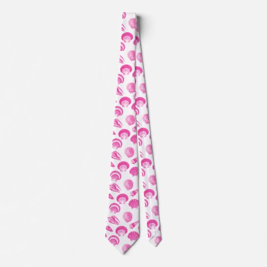 Schelp - Fuchsia roze en wit Stropdas (Voorkant)