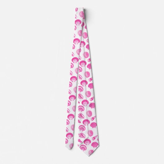 Schelp - Fuchsia roze en wit Stropdas (Achterkant)