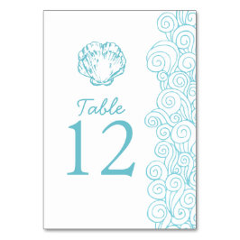 Schelp golven aqua strand Trouwtafel nummers Kaart
