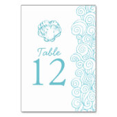 Schelp golven aqua strand Trouwtafel nummers Kaart (Voorkant)