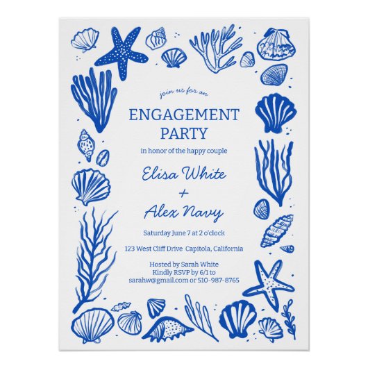 Schelp kader verlovingsstrand op maat perfect poster (Voorkant)