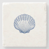 Schelp kustschildering nautisch stenen onderzetter (Voorkant)