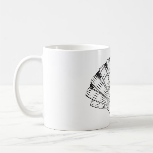Schelp Minimaal Zwart en Wit Koffiemok (Links)