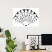 Schelp Minimaal Zwart en Wit Poster (Thuiskantoor)