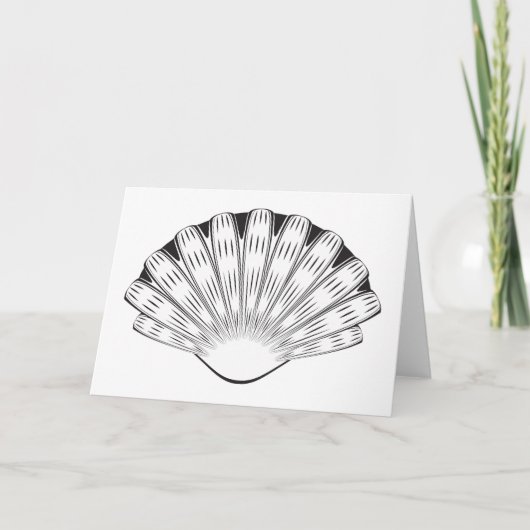 Schelp Minimalistisch Zwart en Wit Kaart (Voorkant)
