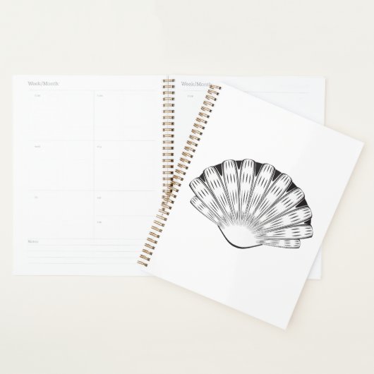Schelp Minimalistisch Zwart en Wit Planner (Display)