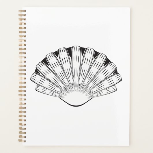 Schelp Minimalistisch Zwart en Wit Planner (Voorkant)