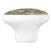 Schelp Nep Reliëf Zee Schelp Crème Goud & Groen Keramische Knop (Zijkant)