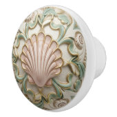 Schelp Nep Reliëf Zee Schelp Crème Goud & Groen Keramische Knop (Rechts)