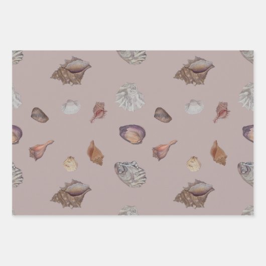 Schelp neutrale tinten cadeauverpakking inpakpapier vel (Voorkant 3)