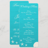 Schelp op het strand bruiloftsmenu op maat gemaakt menu (Voorkant / Achterkant)