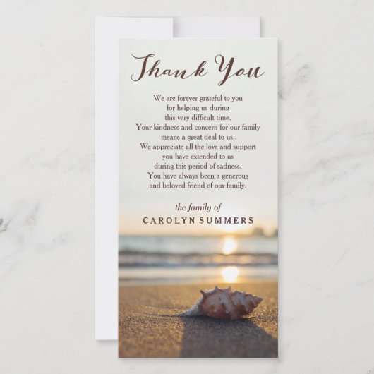 Schelp op het strand | Condoleance Dank je Bedankkaart (Voorkant)