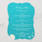 Schelp op het strand Huwelijksmenu Aangepaste uitn Kaart (Voorkant / Achterkant)