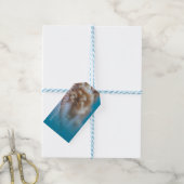 Schelp & Parels Elegante Geschilderde Strandfeest Cadeaulabel (Met Touw)