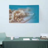 Schelp & Parels Elegante Geschilderde Strandfeest Spandoek (Beurs)