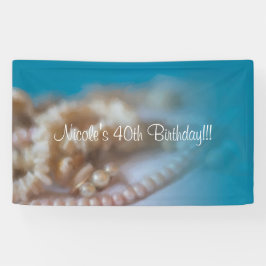 Schelp & Parels Elegante Geschilderde Strandfeest Spandoek