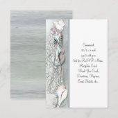 Schelp Parels Strand Bruiloft RSVP Kaartje (Voorkant / Achterkant)