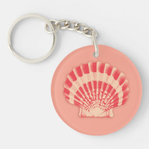 schelp van zee - koraal en perziken sleutelhanger