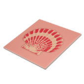 schelp van zee - koraal en perziken tegeltje (Zijkant)