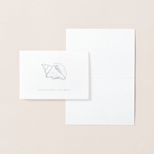 schelp van zilverconch | Gepersonaliseerd Folie Kaarten (Display)