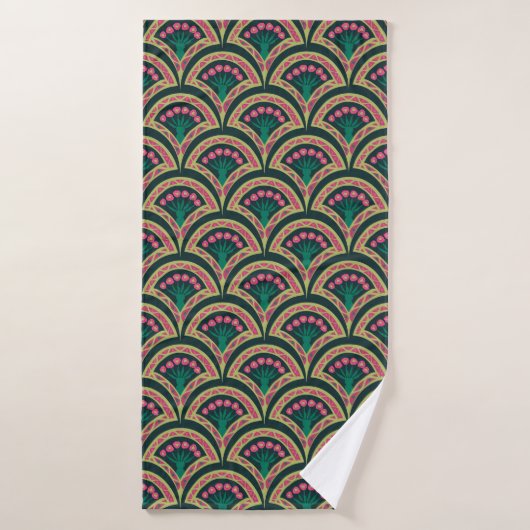 schelp-vormig groen patroon badhanddoek (Badhanddoek)