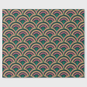 schelp-vormig groen patroon cadeaupapier