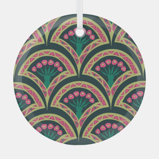 schelp-vormig groen patroon glas ornament (Voorkant)