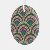 schelp-vormig groen patroon glas ornament (Voorkant links)