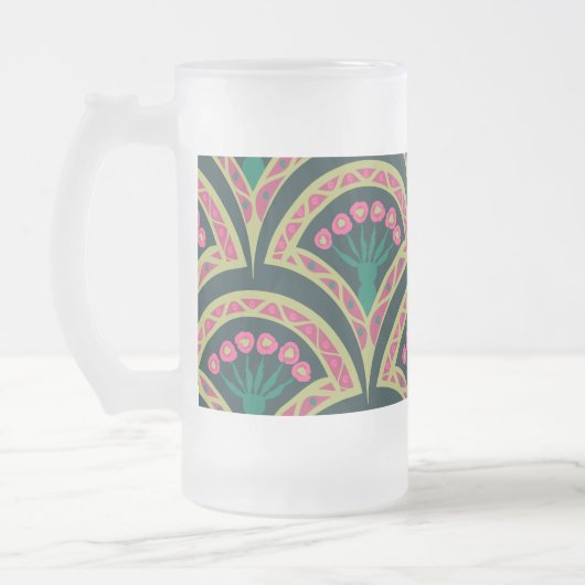 schelp-vormig groen patroon matglas bierpul (Links)