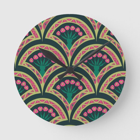 schelp-vormig groen patroon ronde klok (Voorkant)