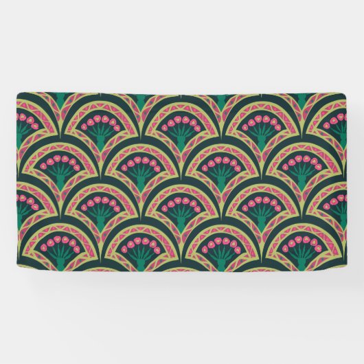 schelp-vormig groen patroon spandoek (Horizontaal)