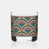 schelp-vormig groen patroon whisky glas (Achterkant)