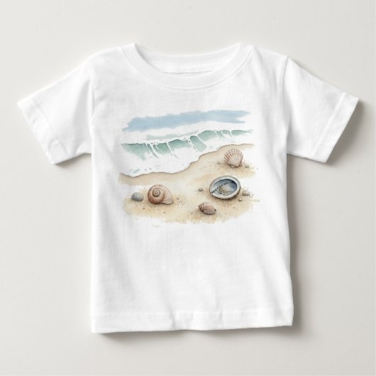Schelp & Zand Waterverf Strand Boodschappententas  (Voorkant)