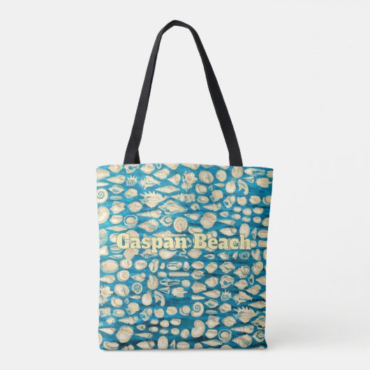 Schelp- Zee van Schelpen -Blauw Tote Bag (Achterkant)